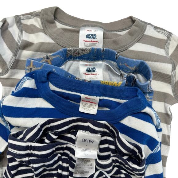 HANNA ANDERSSON GAP Pajama Lot Star Wars Stripes Size 8 130 Blue Gray White - Picture 2 of 9